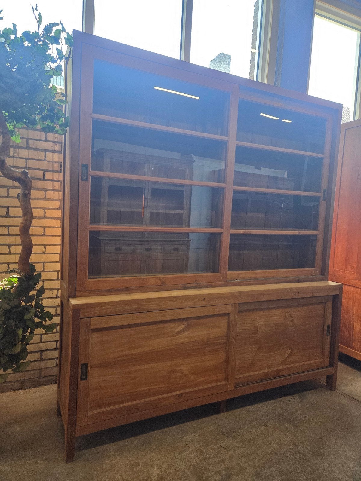 Prachtige schoolkast ~ wandkast ~ vitrinekast ~ boekenkast, Huis en Inrichting, Ophalen, Met deur(en), 200 cm of meer, Glas