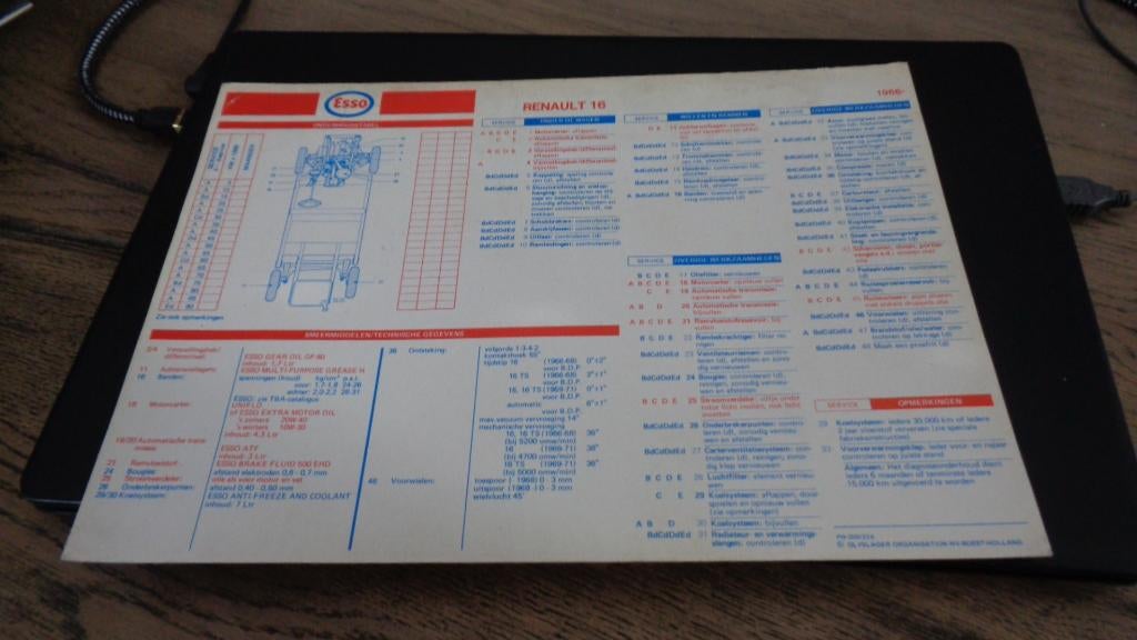 Smeerkaart  RENAULT  16  ,  vanaf  1966, Boeken, Verzenden, Gelezen, Renault