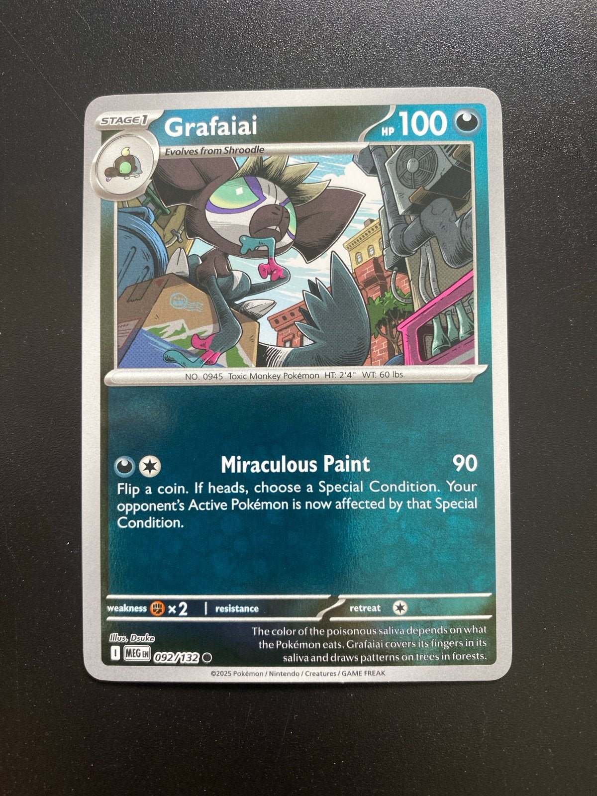 Grafaiai 092/132 Reverse Holo Pokémon Mega Evolution, Ophalen of Verzenden, Nieuw, Losse kaart, Foil
