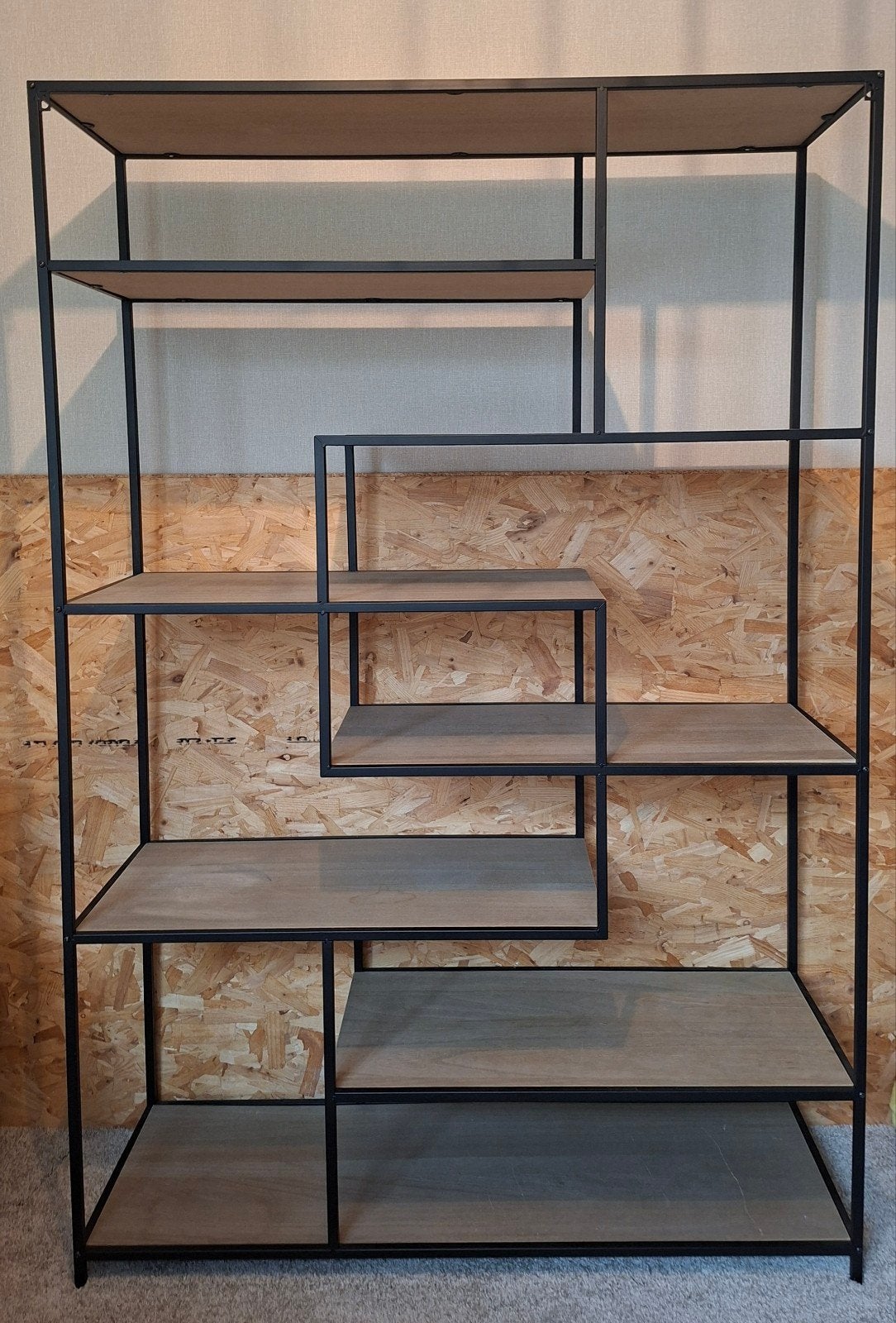 Hout met stalen vakkenkast/ roomdivider, B119,5 x H178 x D40, Ophalen, Zo goed als nieuw, Minder dan 150 cm, 150 tot 200 cm