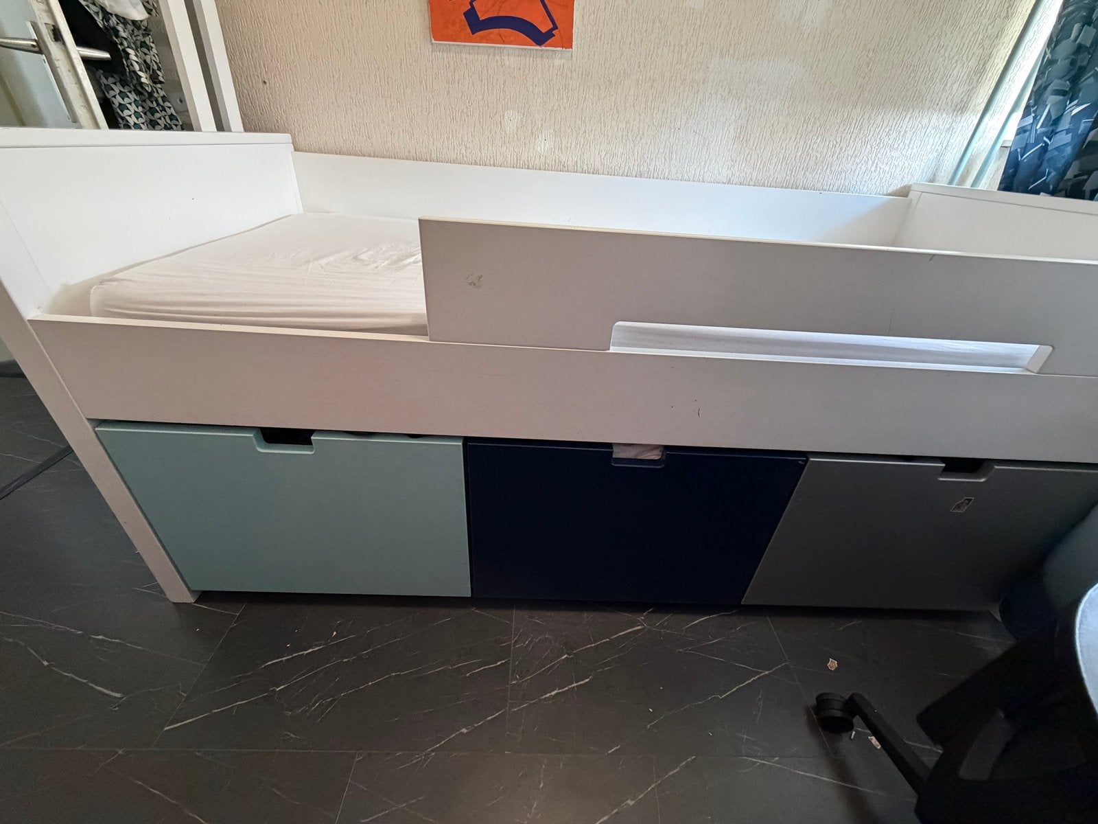 Halfhoogslaper Bopita 90x200 met 3 lades, Ophalen, Gebruikt, 90 cm, Eenpersoons