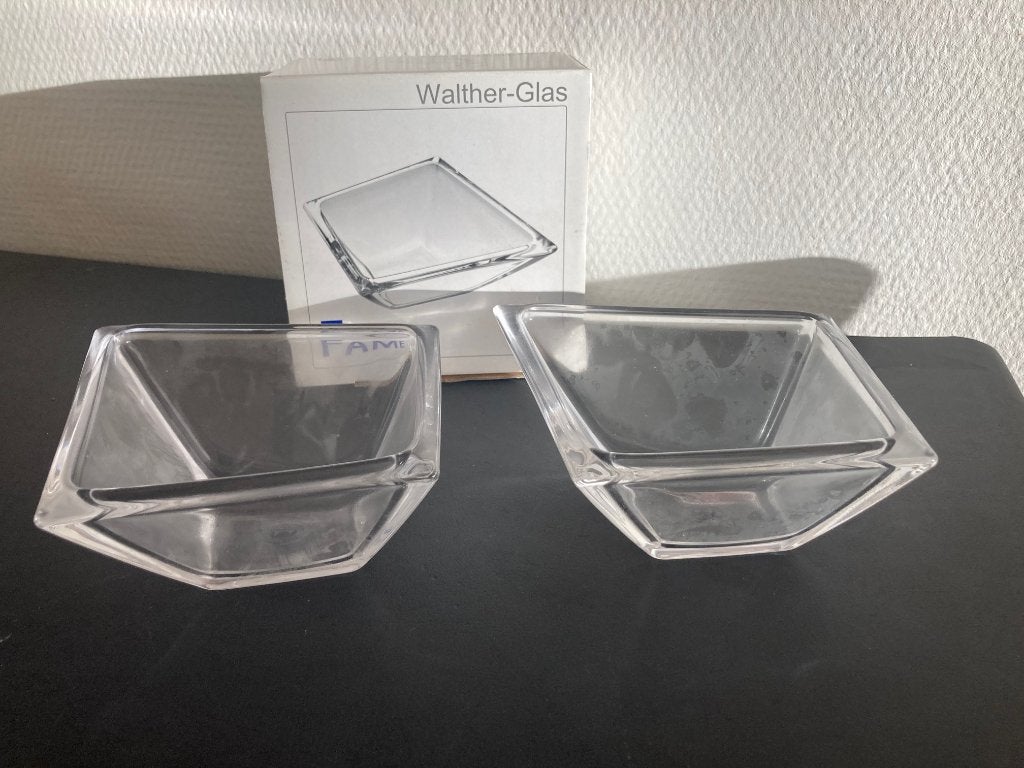 walther glas schaaltje model Fame 2 stuks samen, Ophalen of Verzenden, Nieuw, Rond, Glas