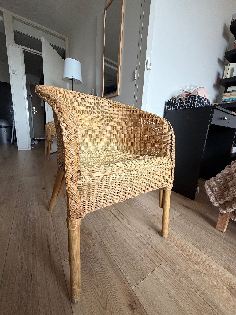 2x Vintage Rotan stoelen., Huis en Inrichting, Ophalen, Gebruikt, Twee, Bruin