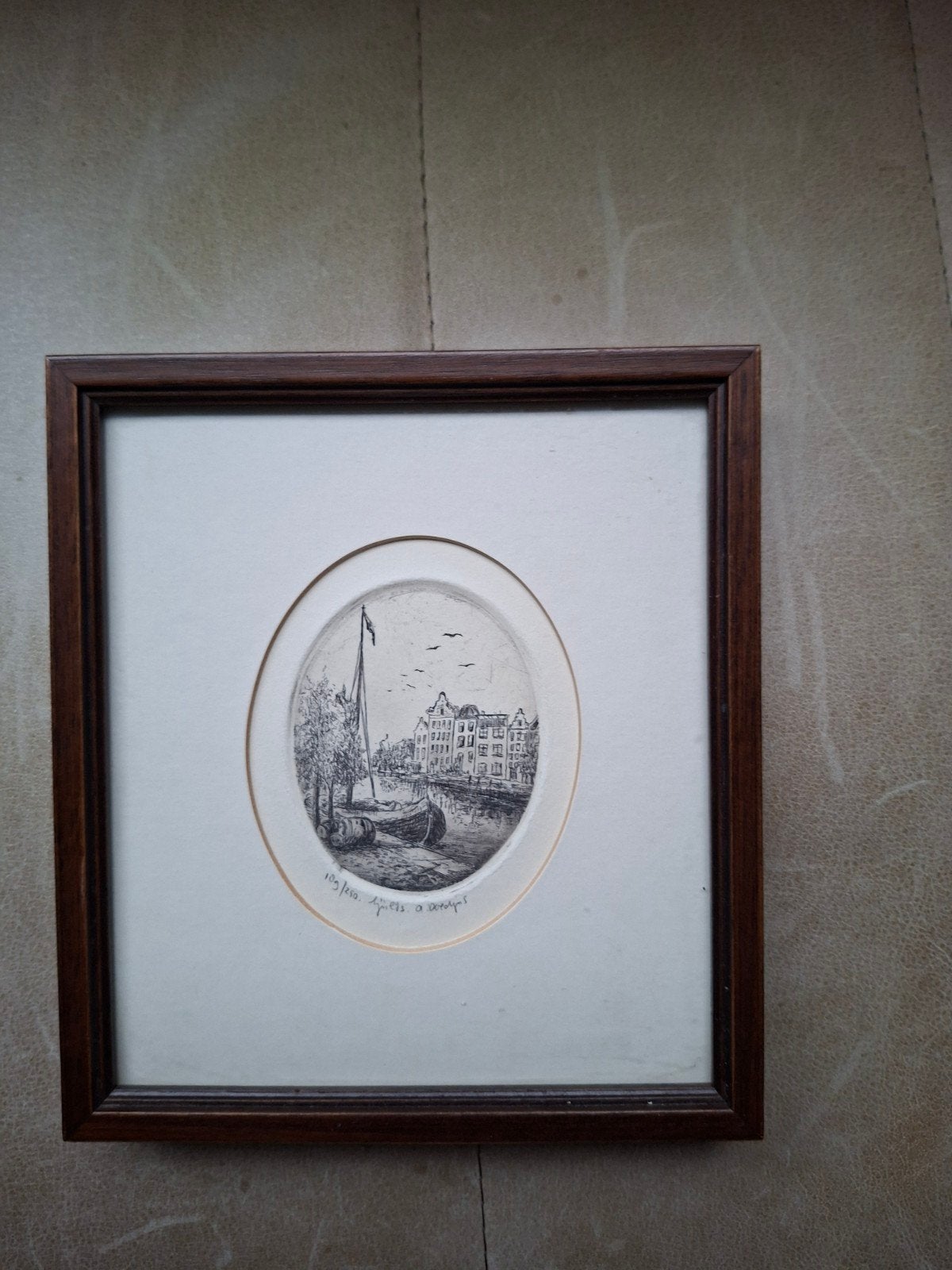 Anna Doedijns - Lijnets 189/250 - Grachtgezicht, Ophalen of Verzenden, 1950 - 1999, Ets, Genummerd