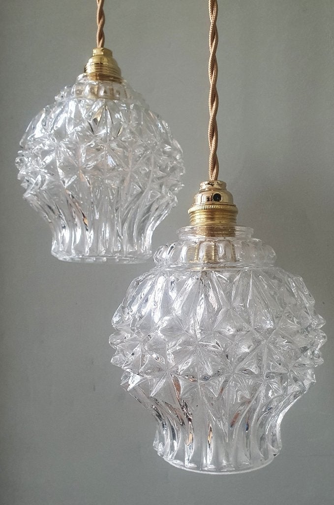 Set Vintage bol/hanglampen - midcentury - Duits Design, Huis en Inrichting, Art deco, mid century, vintage, antiek, E14 (klein)