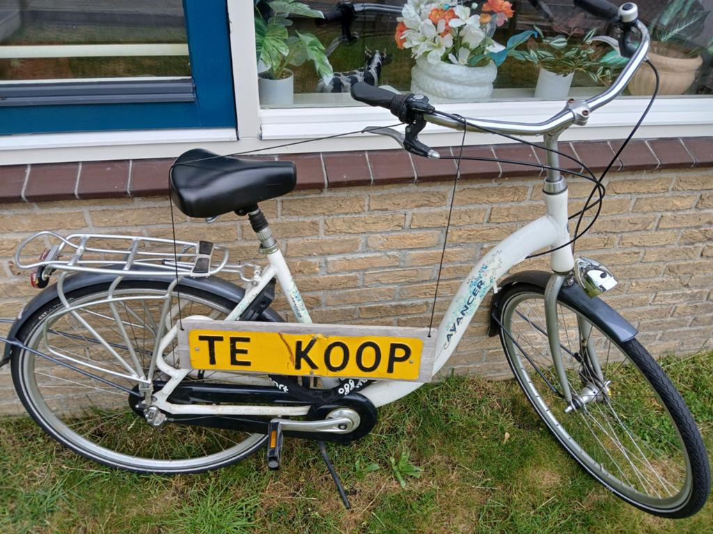 Avancer damesfiets - Wit, met bagagedrager, Velgrem, Ophalen, Overige merken, 53 tot 56 cm