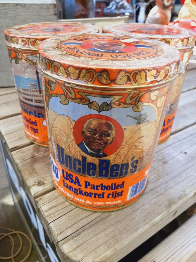 Uniek, New Old Stock, vol vintage blik Uncle Bens Rice., Verzamelen, Ophalen of Verzenden, Nieuw, Overige, Overige merken