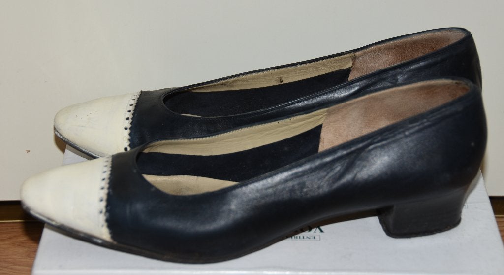 Schoenen pumps maat 40,5 blauw wit, Kleding | Dames, Schoenen, Verzenden, Gedragen, Blauw