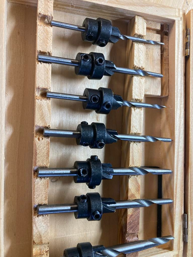 Powerfix Boorset met Verzinkboren - Nieuw in Houten Kistje, Ophalen of Verzenden, Nieuw