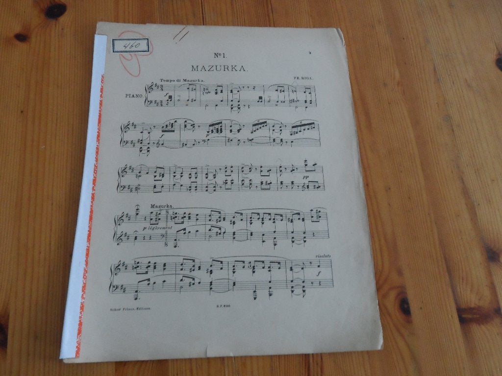 Fr. Riga - mazurka nr. 1, Gebruikt, Ophalen of Verzenden, Artiest of Componist, Piano