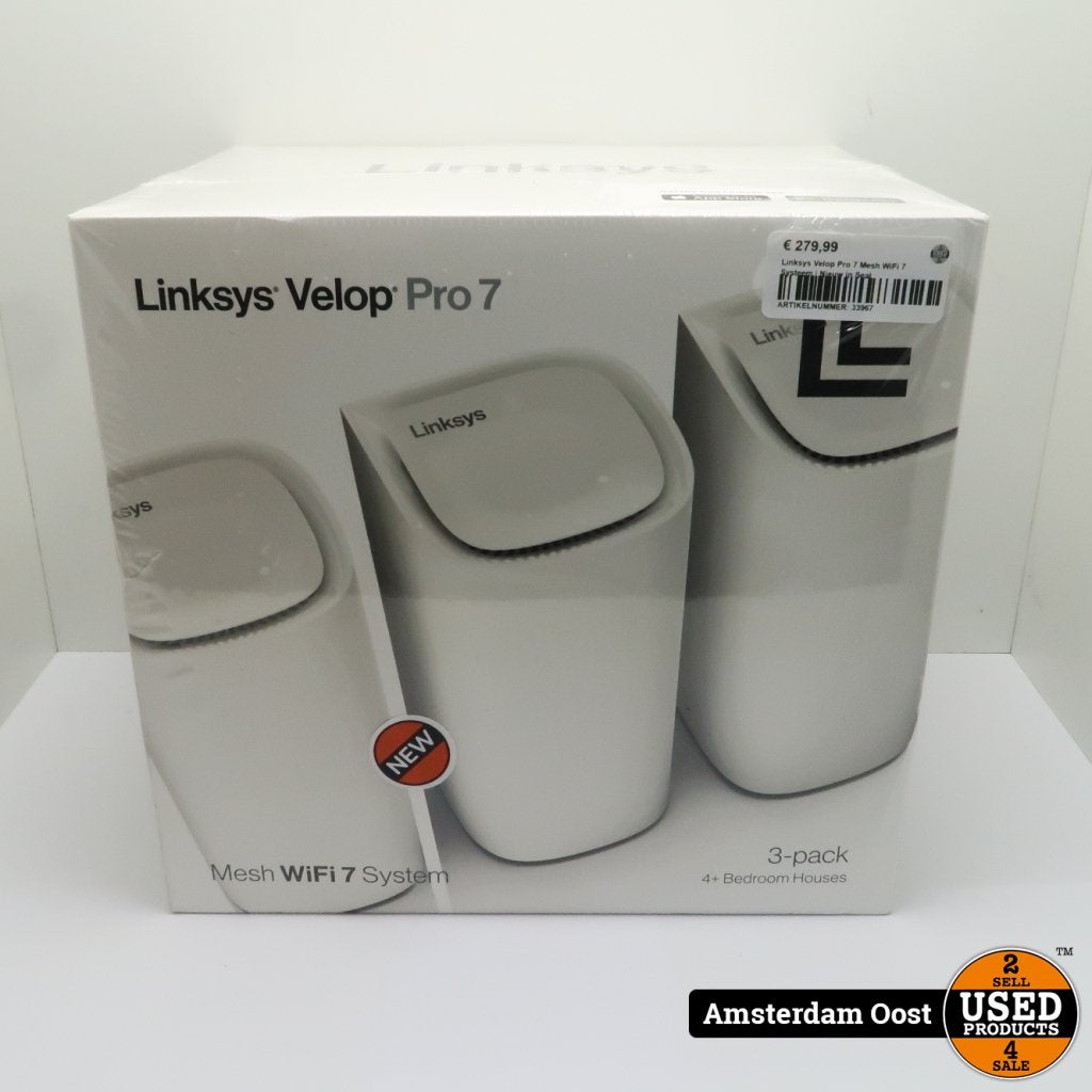 Linksys Velop Pro 7 Mesh WiFi 7 Systeem | Nieuw in Seal, Computers en Software, Netwerk switches, Linksys, Nieuw, Support@linksys.com