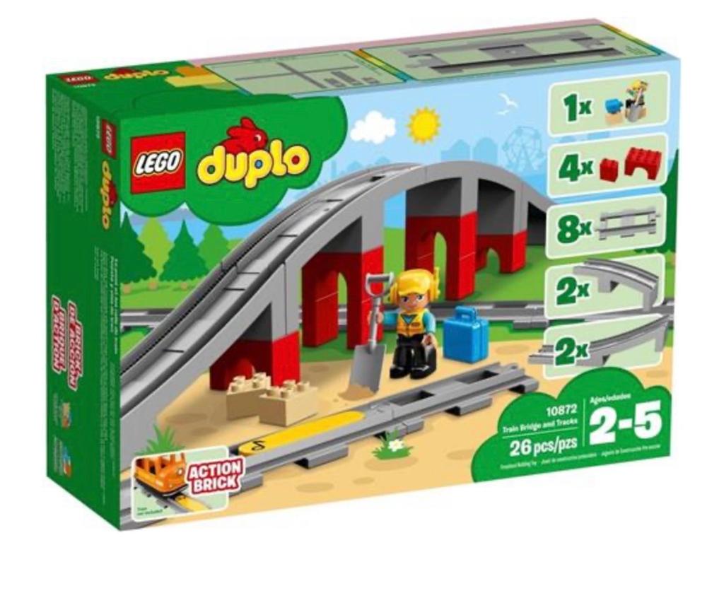 LEGO Duplo Treinbrug en Rails Set 10872, Gebruikt, Overige thema's, Ophalen of Verzenden, Compleet