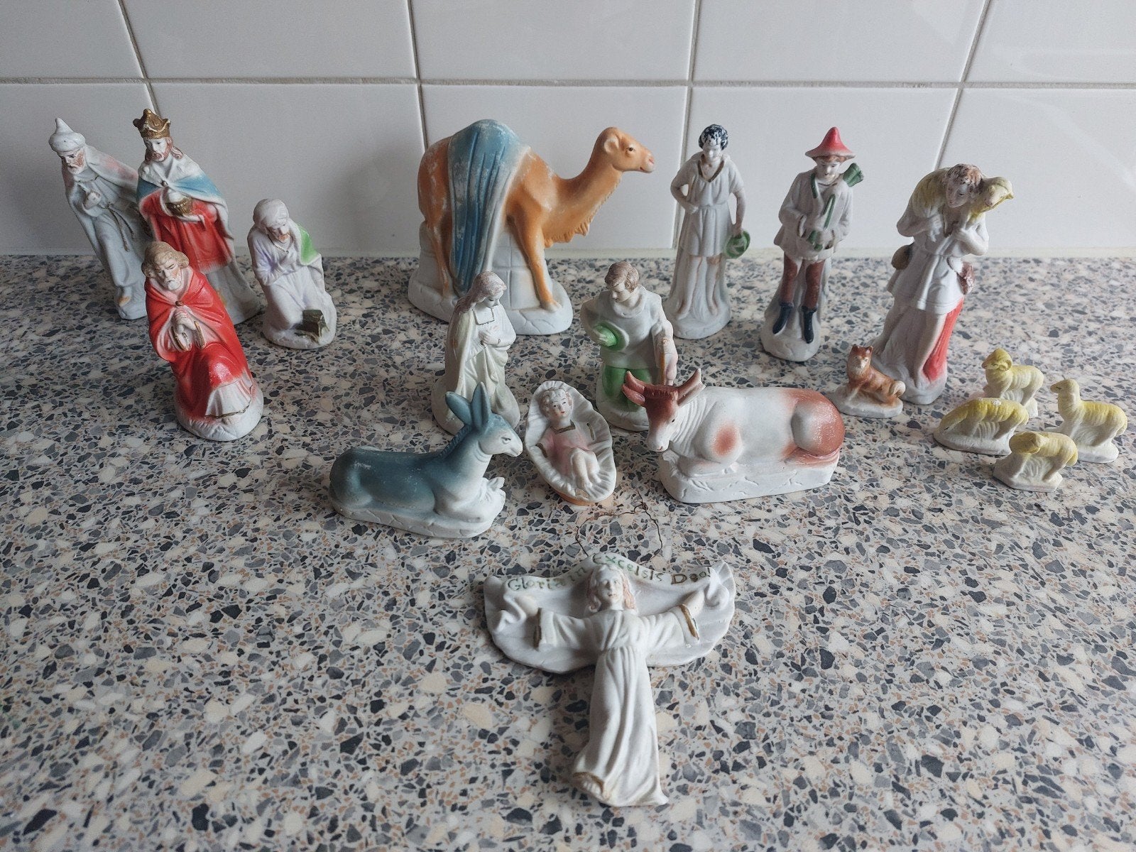 Antieke Kerststal Beeldengroep- Porselein Biscuit 1920, Ophalen of Verzenden