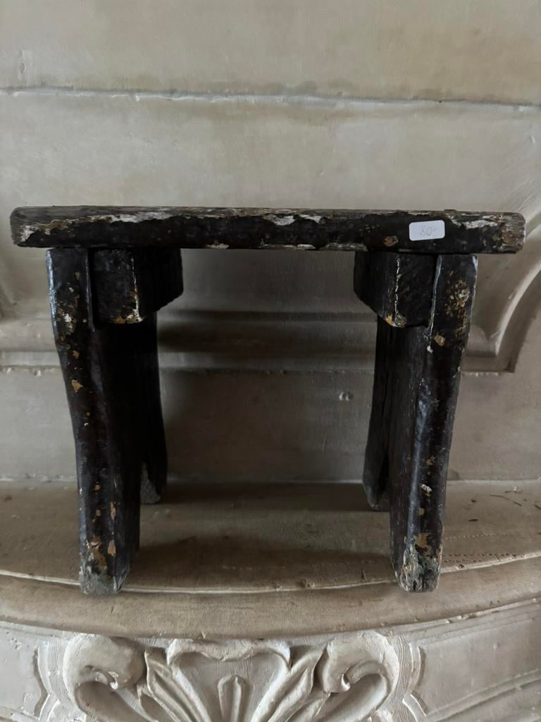 Oude houten kruk carlotte antiek en brocante, Ophalen of Verzenden