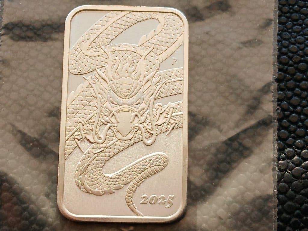 2025 Australia 1 oz silver Dragon Rectangle BU, Ophalen of Verzenden, Zilver