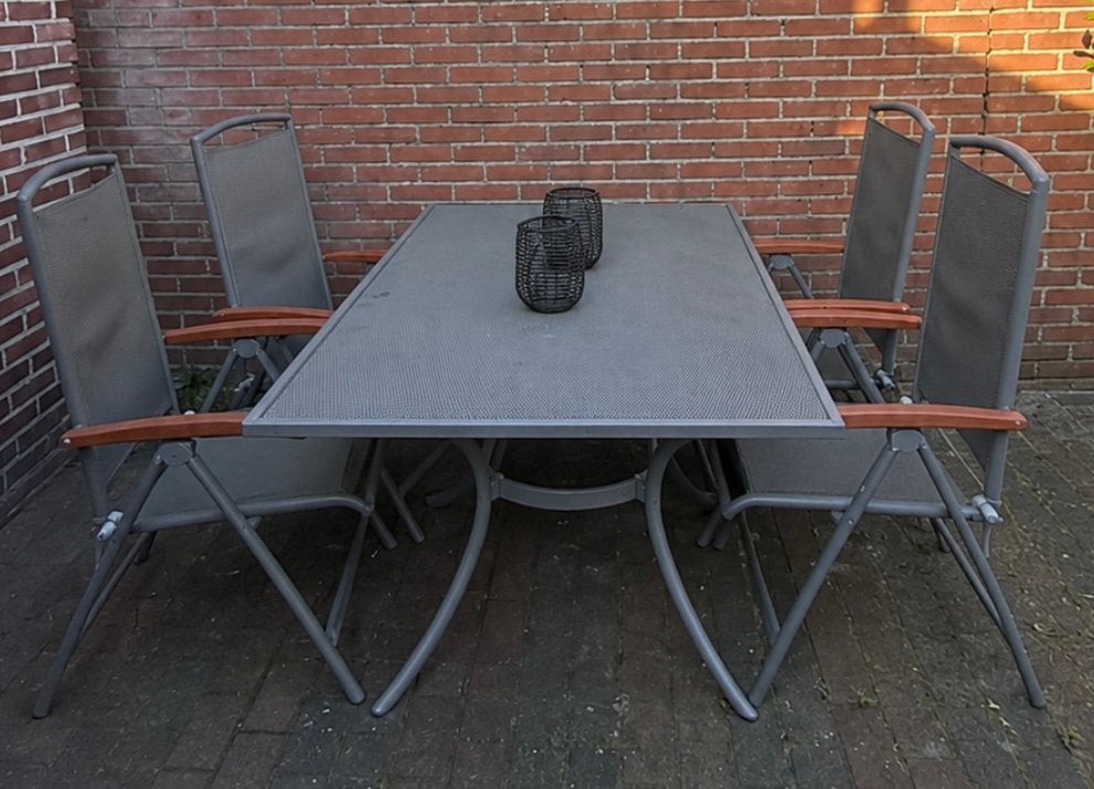 Tuinset met 4 stoelen en tafel - Gebruikt, Ophalen, Gebruikt, Eettafel, Tuinset