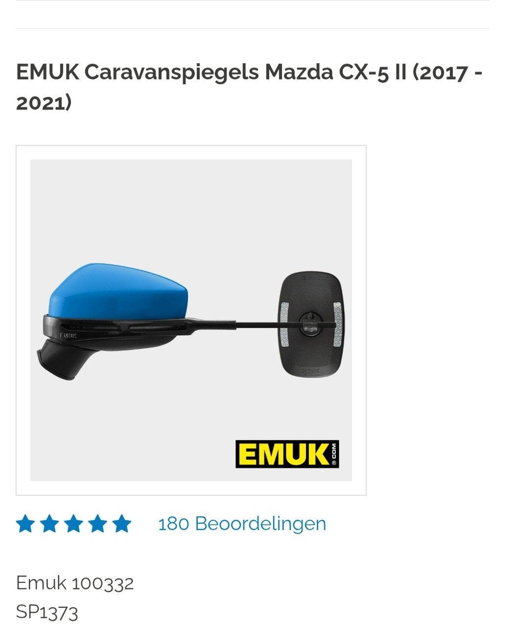 EMUK Caravanspiegels Mazda CX-5 II (2017-2021), Ophalen of Verzenden, Zo goed als nieuw