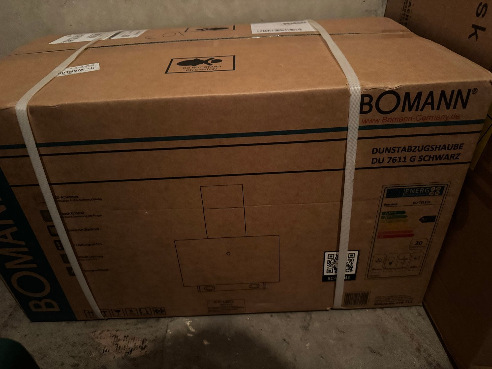 Bomann DU 7611 G Zwarte Dunstabzugshaube - Nieuw in doos, Ophalen of Verzenden, Nieuw, Vrijstaand, Wandschouwkap