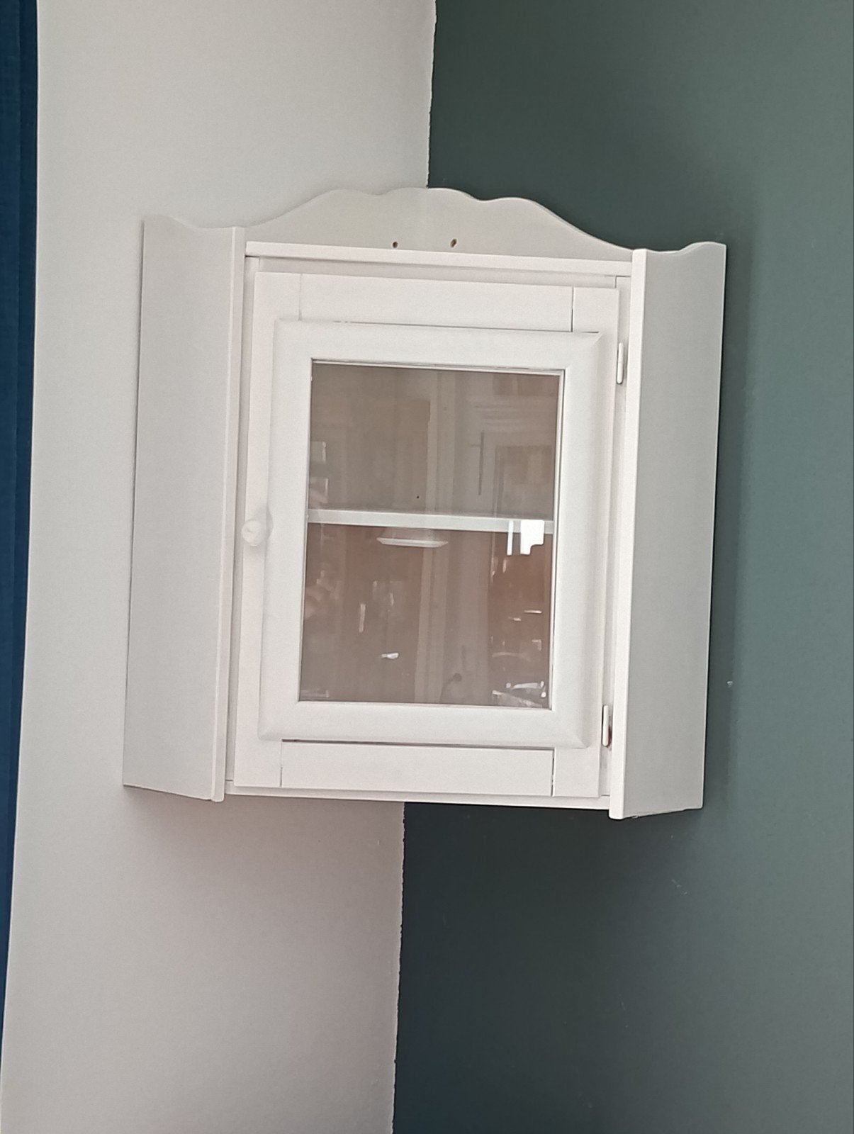 Witte hoekkast met glazen deur, Ophalen of Verzenden