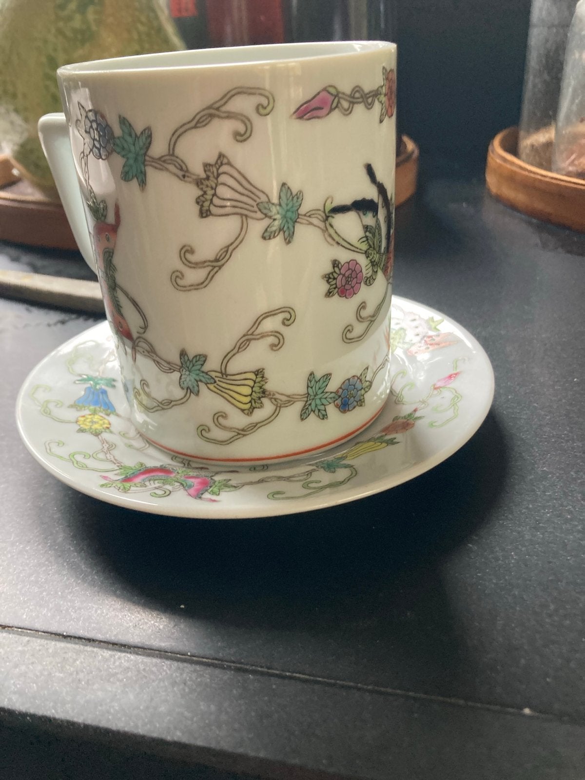 Ophalen !! Antiek Chinees kopje met schotel - Made in China, Ophalen of Verzenden
