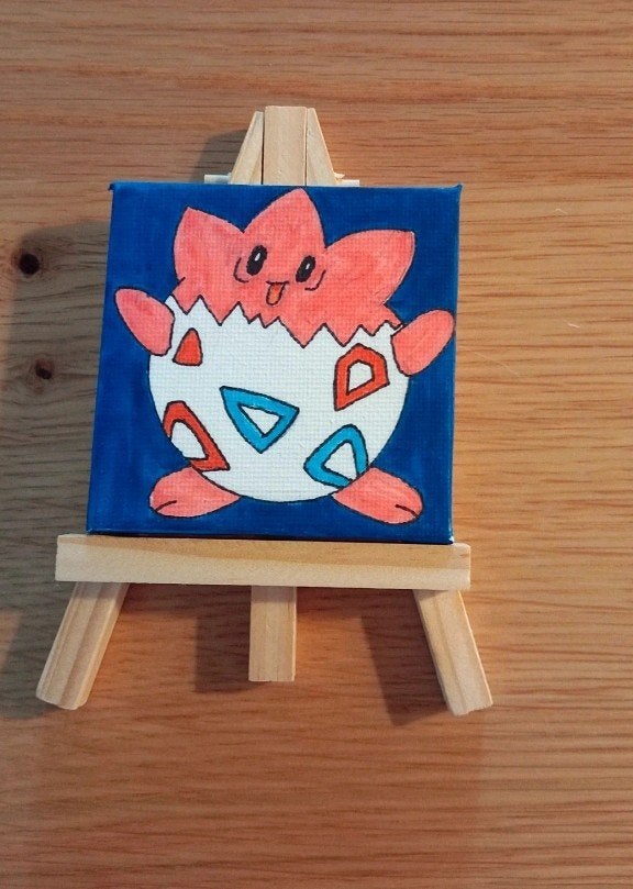 Schilderij Togepi Pokémon op mini ezel, Ophalen of Verzenden