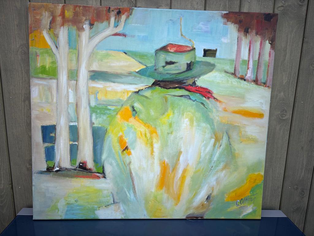 Corry Olthof, Abstract realisme, Man met hoed 90/80, Antiek en Kunst, Kunst | Schilderijen | Abstract, Ophalen