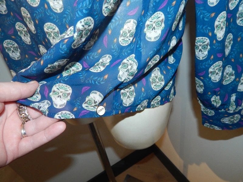 POM Amterdam luchtige blouse top aparte print koel blauw40, Maat 38/40 (M), Zo goed als nieuw, Pom Amsterdam, Verzenden