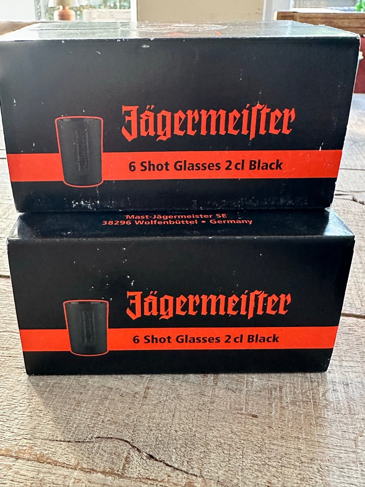 Nieuwe Jägermeister shotglazen (2x 6 stuks), Nieuw, Ophalen of Verzenden, Zwart, Overige merken