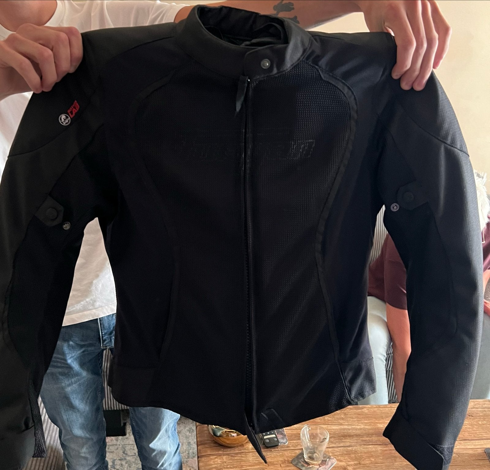 Zwarte motorjas van textiel, Motoren, Ophalen, Tweedehands, Dames, Jas | textiel
