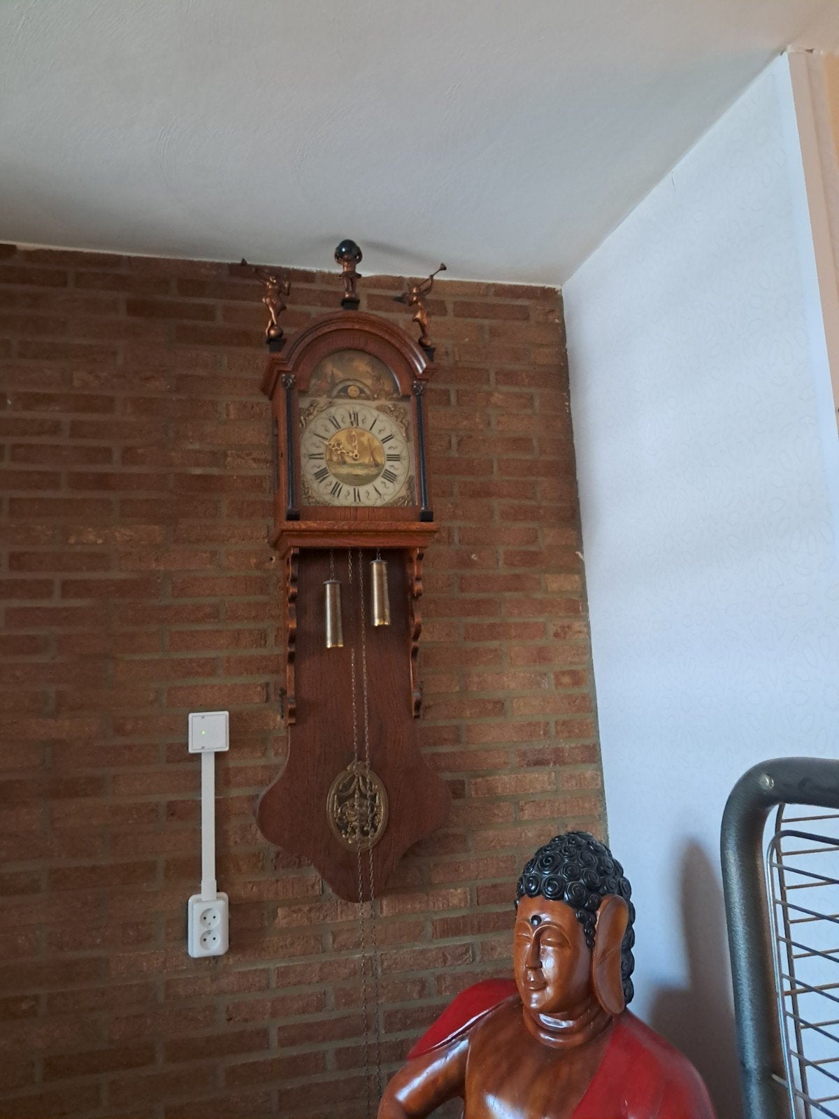 Antieke Friese Staartklok met Handgeschilderde Wijzerplaat, Antiek en Kunst, Antiek | Klokken, Ophalen of Verzenden