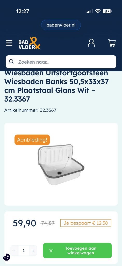 Uitstortgootsteen / wasbak, Ophalen of Verzenden, Zo goed als nieuw, Wastafel