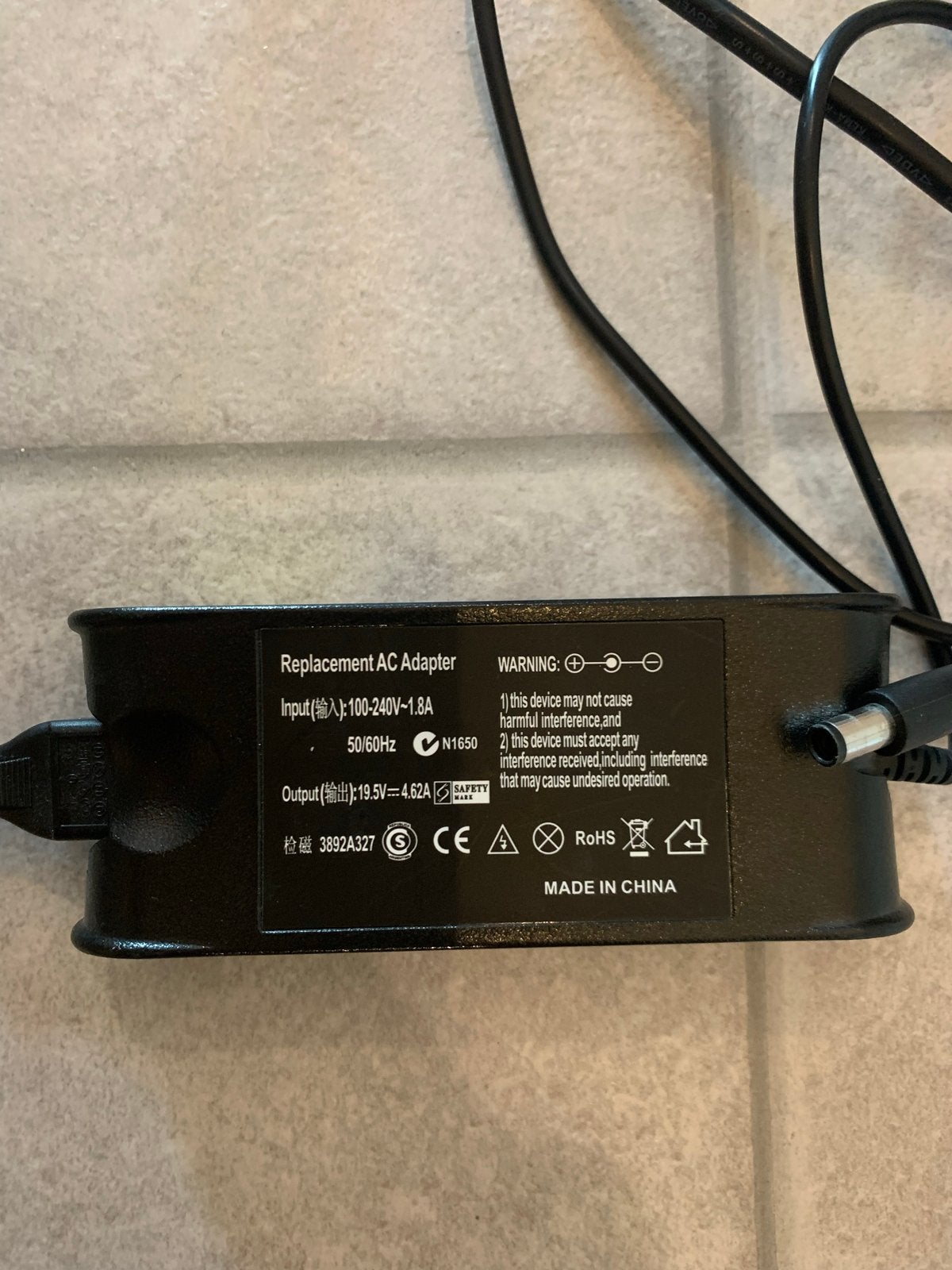 Gebruikte Vervangende AC Adapter 19.5V 4.62A, Computers en Software, Laptop-opladers, Ophalen, Gebruikt