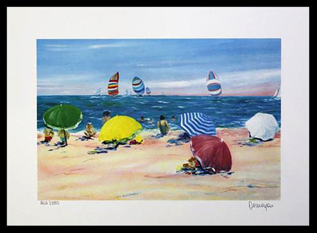 # Serge Desnoyers # 2 Fantastische Kleurrijke Strand Litho's, Ophalen of Verzenden