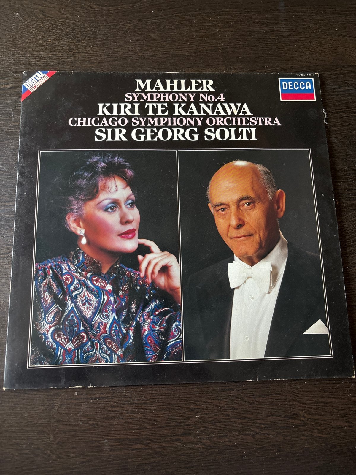Mahler Symfonie 4 - Kiri Te Kanawa, Sir Georg Solti (LP), Cd's en Dvd's, Ophalen of Verzenden, Romantiek, Zo goed als nieuw, Orkest of Ballet