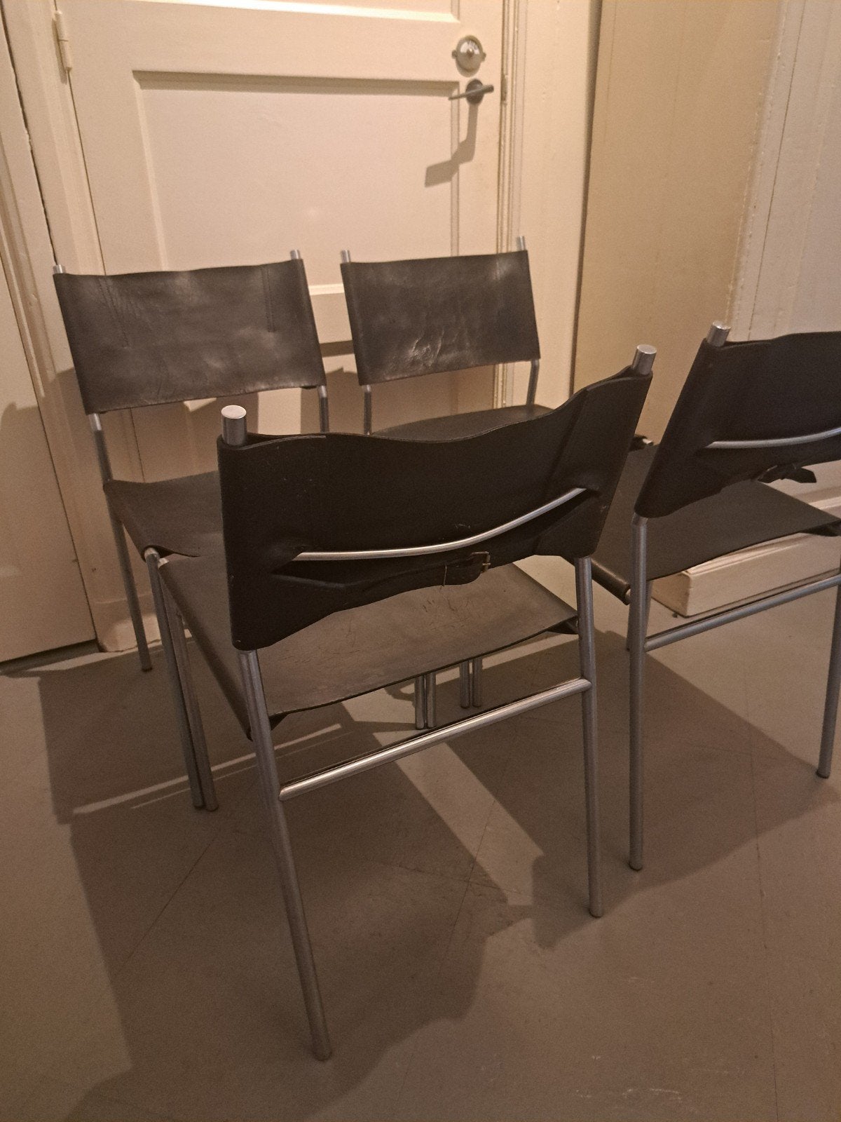Martin Visser Spectrum SE05 set vintage design stoelen, Ophalen, Zwart, Leer, Vier