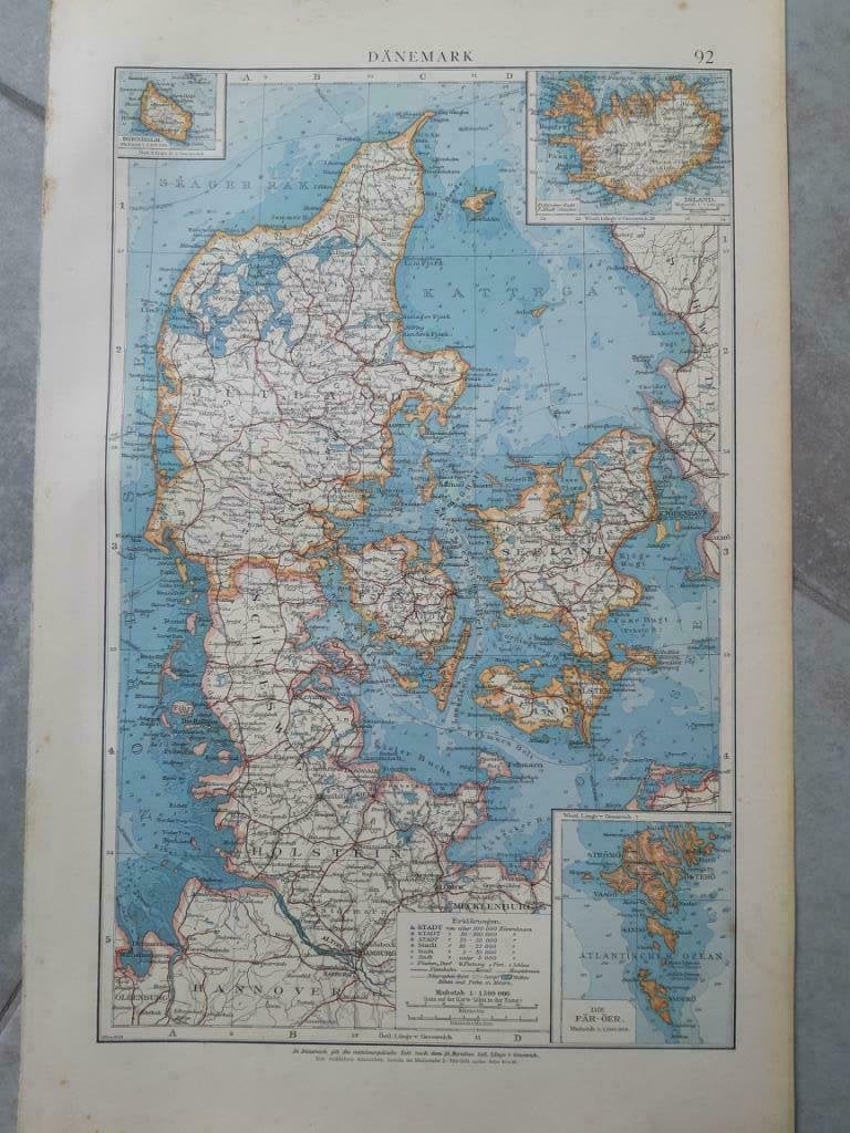 92 / Denenmarken IJsland  Faröer eilanden Litho uit 1899, Ophalen of Verzenden