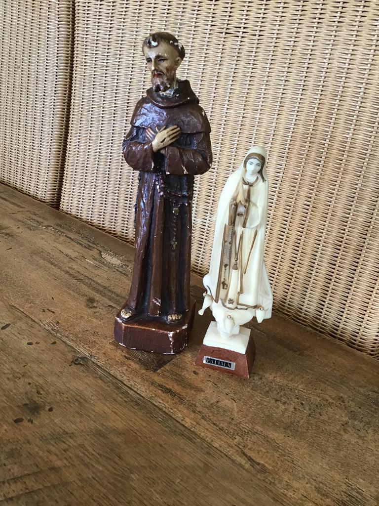 Oud gipsen beeld Padre Pio en Maria Fatima, Ophalen of Verzenden