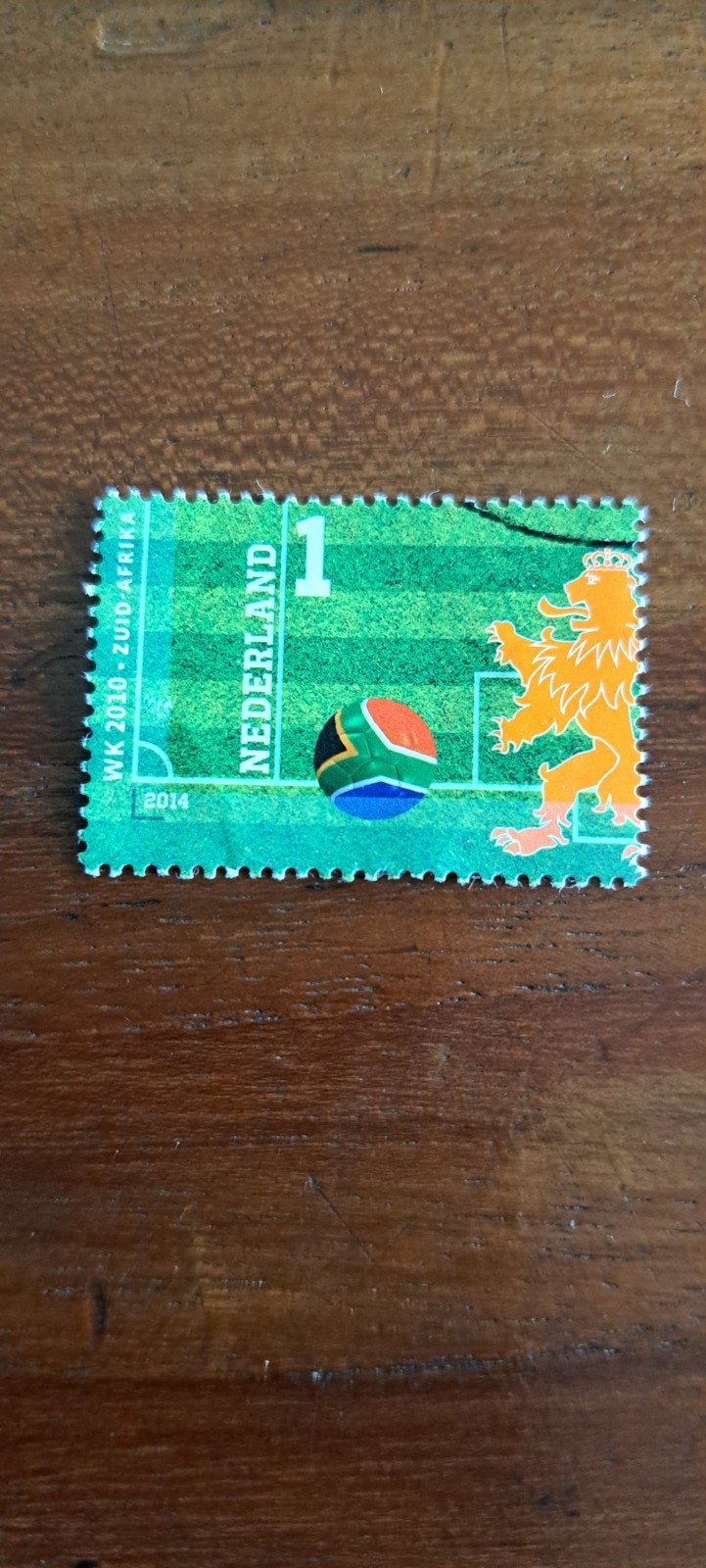 Zegel Voetbal Oranje WK 2014 .gestempeld., Ophalen of Verzenden