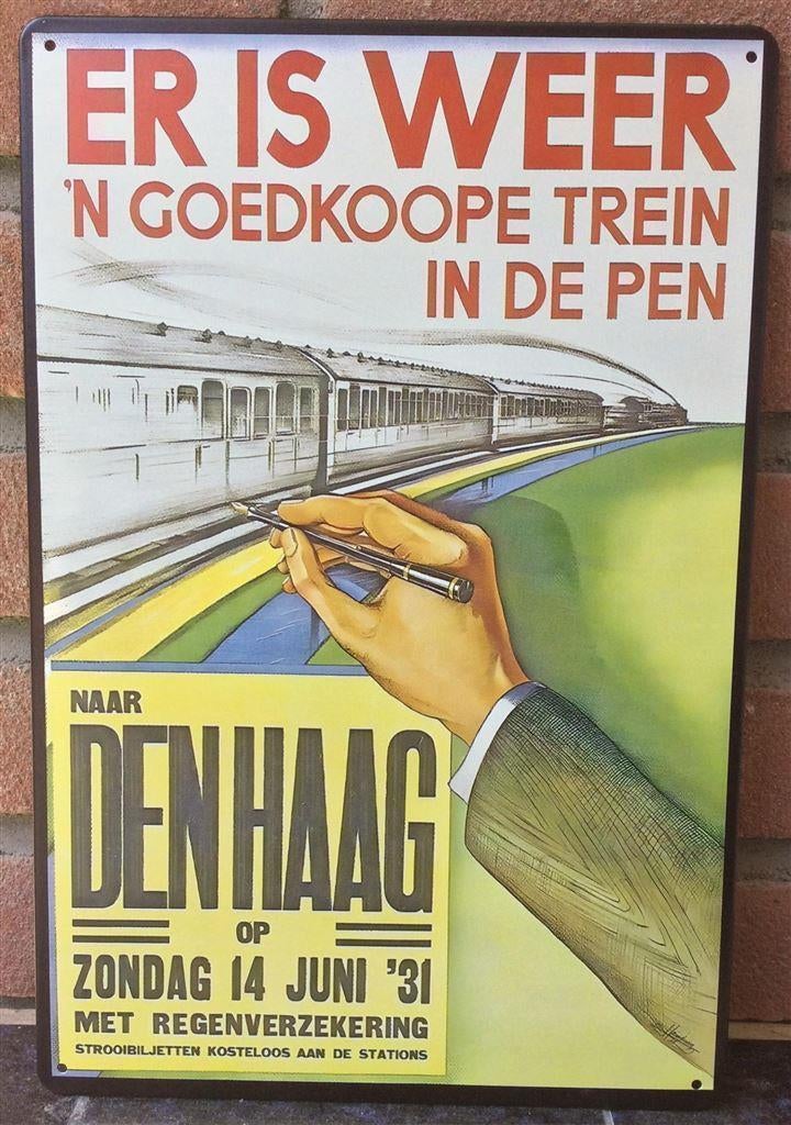 NS de NEDERLANDSE SPOORWEGEN Reclame Trein wandbord, Ophalen of Verzenden, Nieuw, Tram, Overige typen