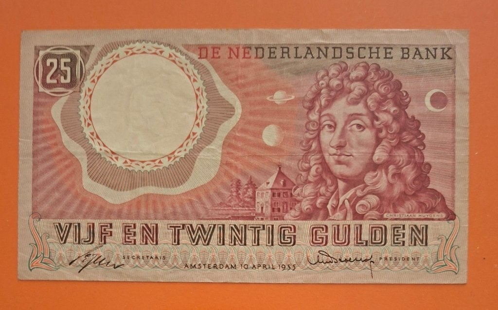 Bankbiljet 25 gulden 1955 Chr. Huygens, cat. PL68.a, Verzenden, 25 gulden, Los biljet