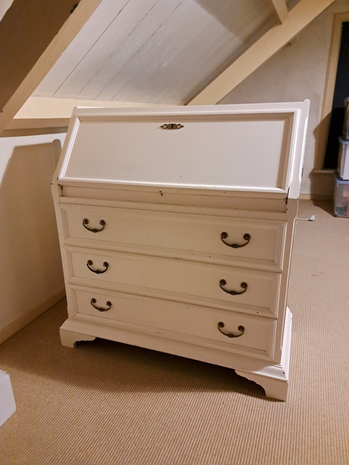 Antiek wit secretaire bureau met lades, Antiek en Kunst, Ophalen