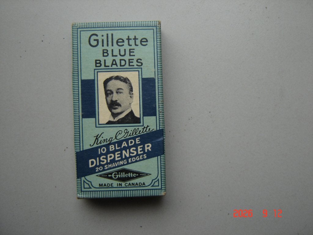 Gillette Blue Blades, fraai oud doosje voor scheermesjes., Verzenden, Gebruikt, Verpakking