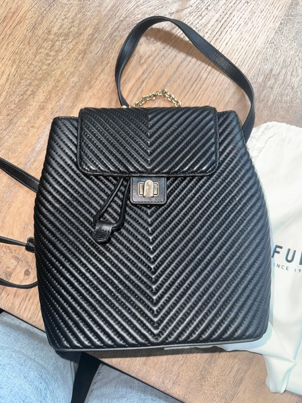 Nieuw Furla rugzak zwart leer, Ophalen of Verzenden, Nieuw, Zwart, Overige typen