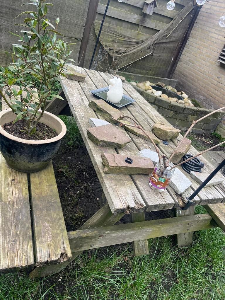 Houten picknicktafel voor buiten, Ophalen, Gebruikt, Rechthoekig, Hout