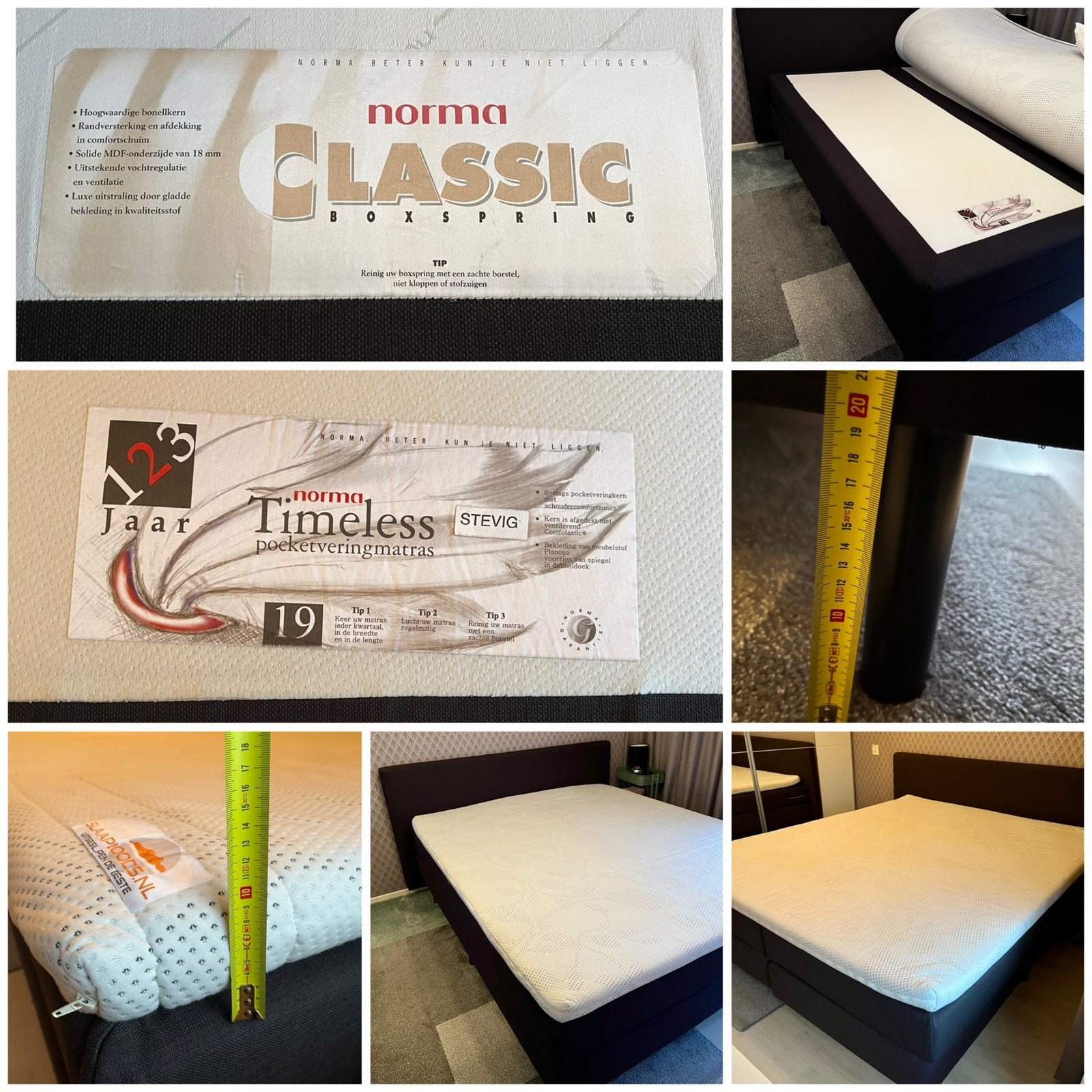 Norma Timeless boxspring (180x210), nieuwprijs €3500, Huis en Inrichting, Slaapkamer | Boxsprings, Ophalen, Gebruikt, 210 cm, Tweepersoons