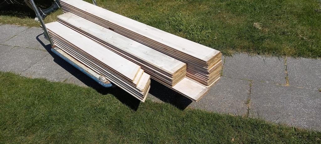Vloerplanken 18x140mm veer en groef gebruikt, Tuin en Terras, Ophalen of Verzenden, 250 cm of meer, Planken