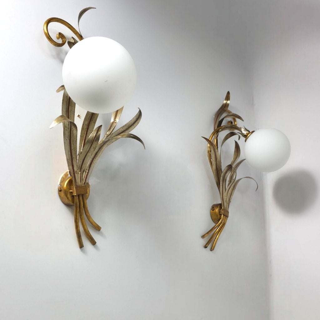 Set florentiner wandlampen 80s verguld Italiaans design NOS, Huis en Inrichting, E14 (klein), Nieuw, Ophalen of Verzenden, Wandlamp