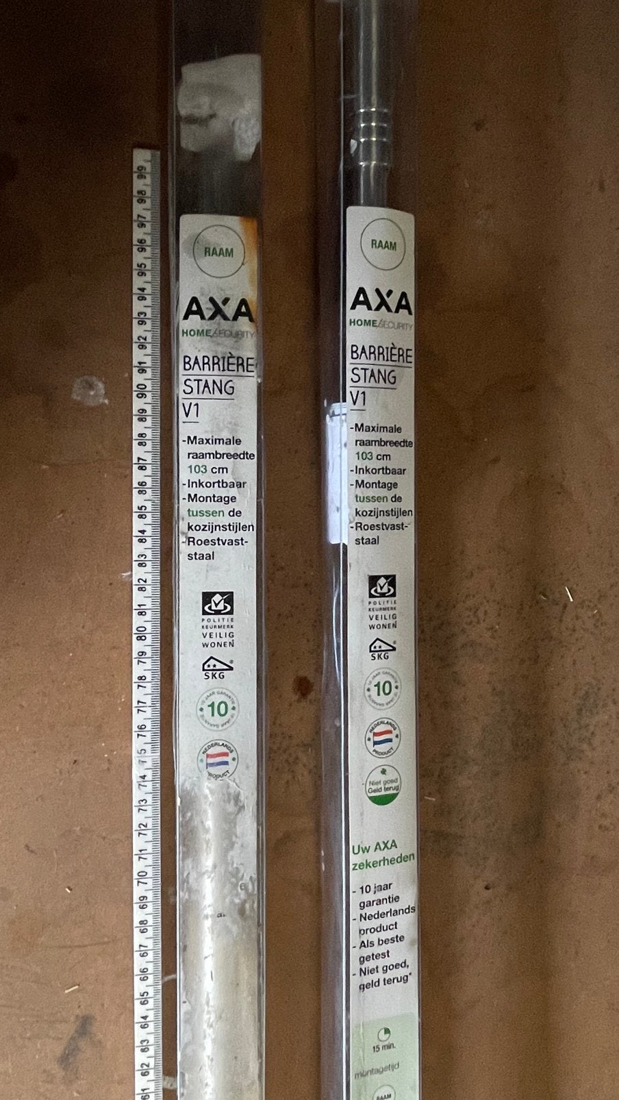 AXA Barrièrestang V1 RVS - 100 cm 2 stuks nieuw - moet weg!, Ophalen, Nieuw, Rvs, Slot