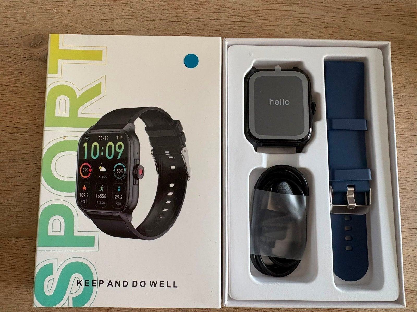 Nieuwe Sport Smartwatch met hartslagmeter en stappenteller, Sieraden, Tassen en Uiterlijk, Zwart, Nieuw, ..., Ophalen of Verzenden