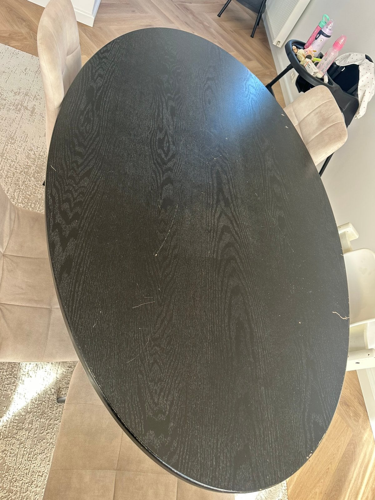 Ovale zwarte eiken tafel, Ophalen, Gebruikt